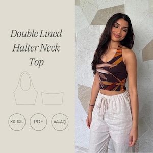 Double Lined Halter Neck Top PDF Sewing Pattern (XS-5XL)