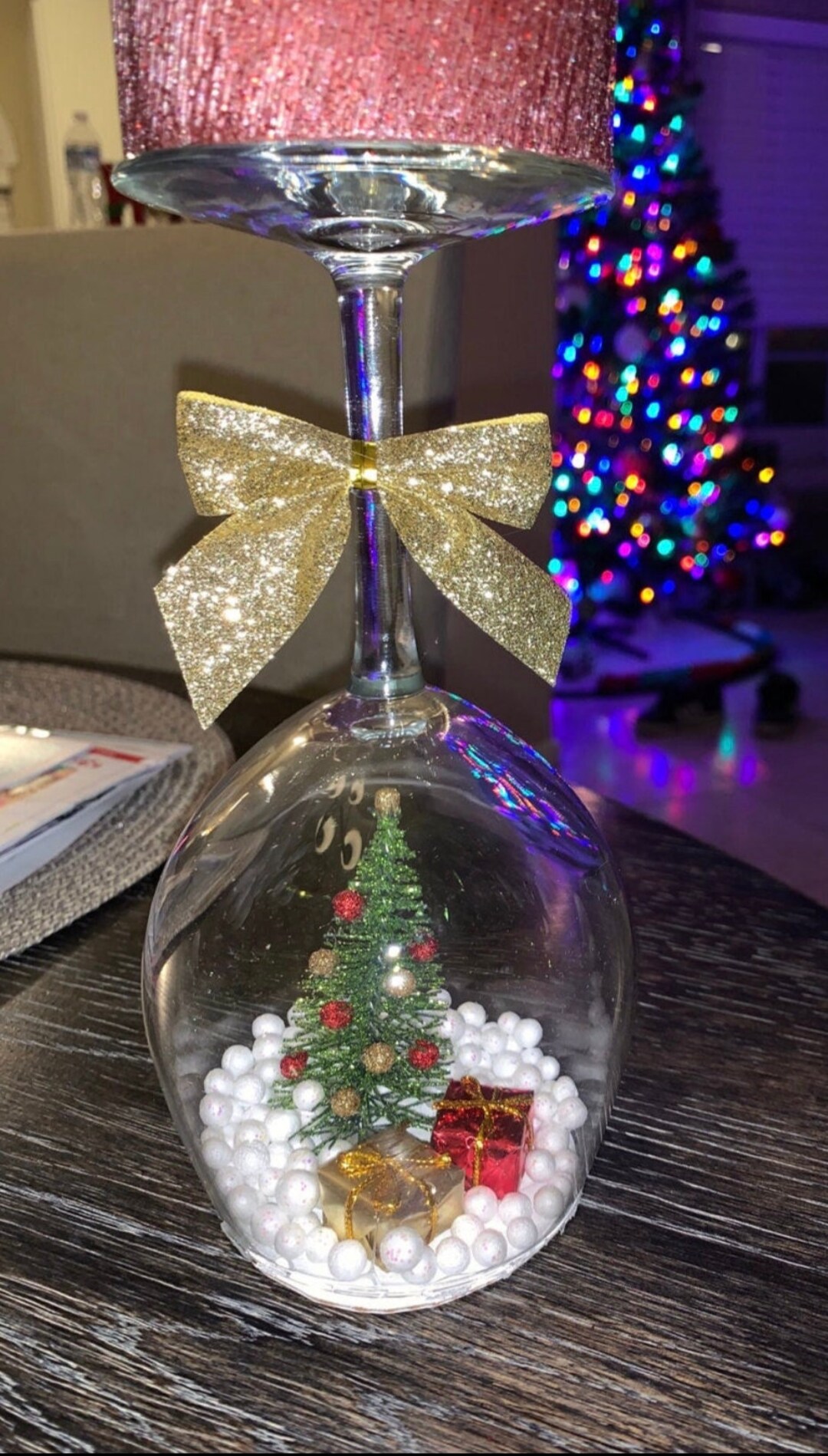 Wine Glass Snow Globe Candle Holder Etsy