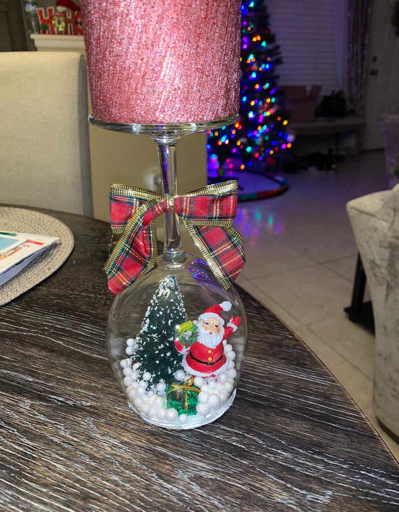 Wine Glass Snow Globe Candle Holder Etsy