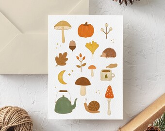 Printable Autumn Greeting Card - Cozy Season Greetings Card - Printable Happy Thanksgiving Card - Cute Hygge Stationery - Digital Download