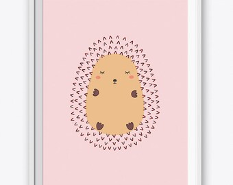 Printable Hedgehog Art Print - Digital Nursery Girl Decor. Hedgehog Kids Room Decor. Home Decor Art.Baby Room Art. Baby Girl Nursery Decor