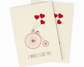 Bicycle Valentines Card - Printable Love Card - Funny Valentine Card - Printable Valentine's day Card - Romantic Love Card - DIY Love Card