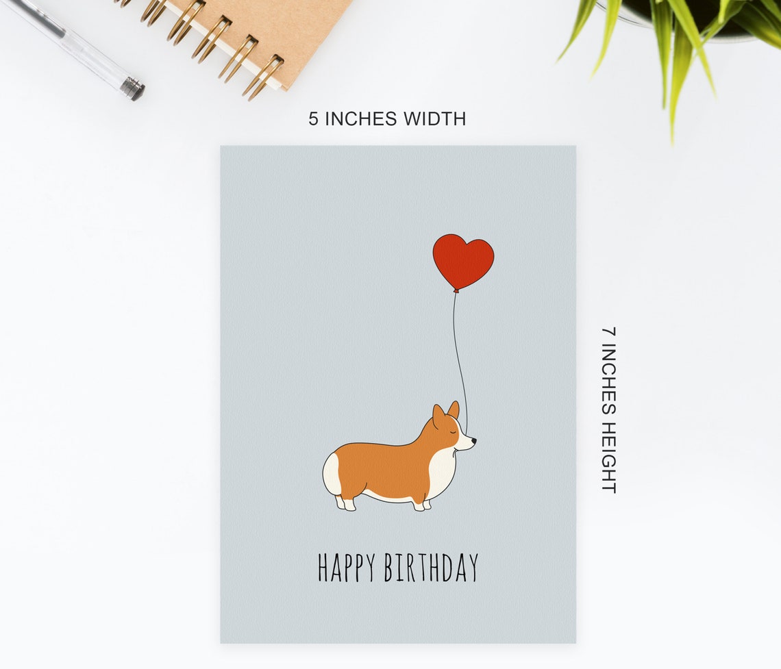 PRINTABLE Corgi Birthday Card Corgi Card Birthday Card for - Etsy