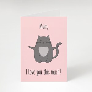 Printable Cat Mother's Day Card Digital Love Mum Instant Download. Happy Mother's Day Card. Cat Card. DIY Printable Mothers Day Card. image 5