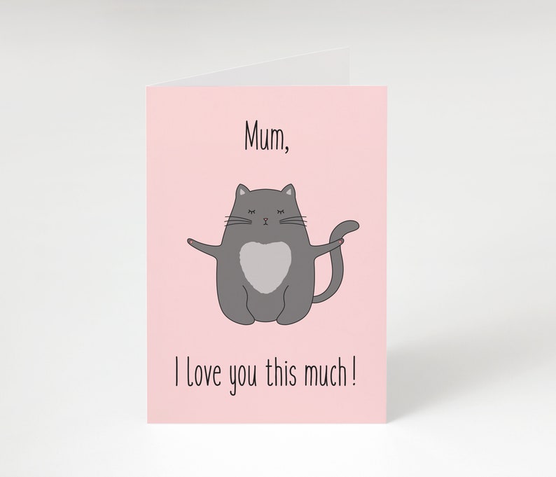 Printable Cat Mother's Day Card Digital Love Mum Instant Download. Happy Mother's Day Card. Cat Card. DIY Printable Mothers Day Card. image 5