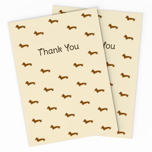 PRINTABLE Dachshund Thank You Card. Digital Appreciation Card. Instant Download. Dachshund Cards. Patterned Thank You Card. Sausage Dog Card image 1