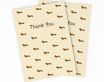 PRINTABLE Dachshund Thank You Card. Digital Appreciation Card. Instant Download. Dachshund Cards. Patterned Thank You Card. Sausage Dog Card