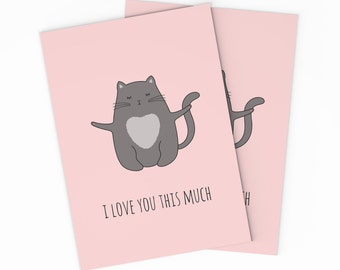 Cat Valentines Card - Printable Valentines Card - Digital Cat Card - Card for Cat Lovers - Valentine Day Card - DIY Love Card - Gift for Her