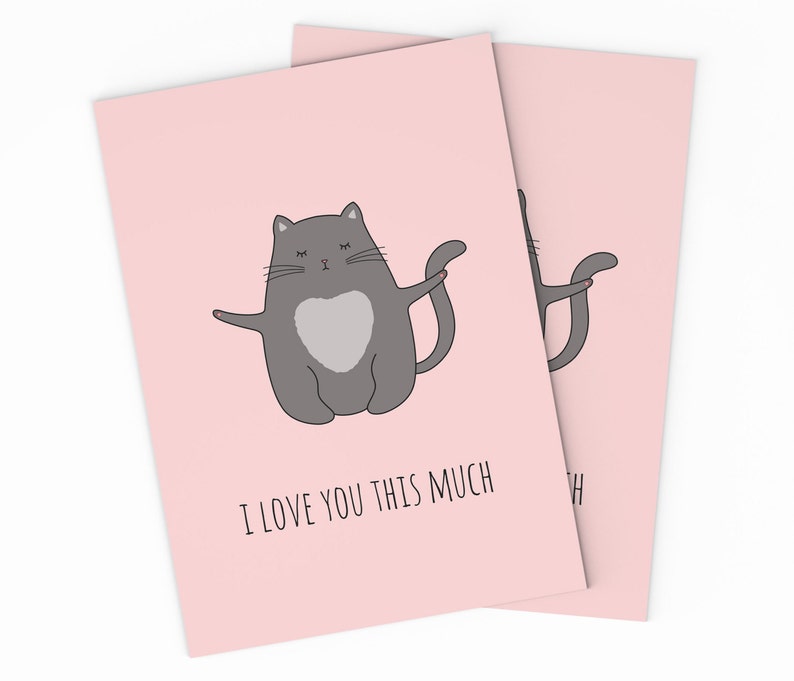 Cat Valentines Card Printable Valentines Card Digital Cat Card Card for Cat Lovers Valentine Day Card DIY Love Card Gift for Her image 1