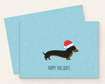 PRINTABLE Happy Holidays Dachshund Card - Dachshund Christmas Card - Dog Christmas Card - Happy Holidays. Sausage Dog Card. Instant Download