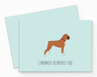 I Promise to Protect You Blank Card. Printable Boxer Card. Printable Dog Card. Funny Animal Card. Lovely Boxer Card. Gift for Boxer Lovers.