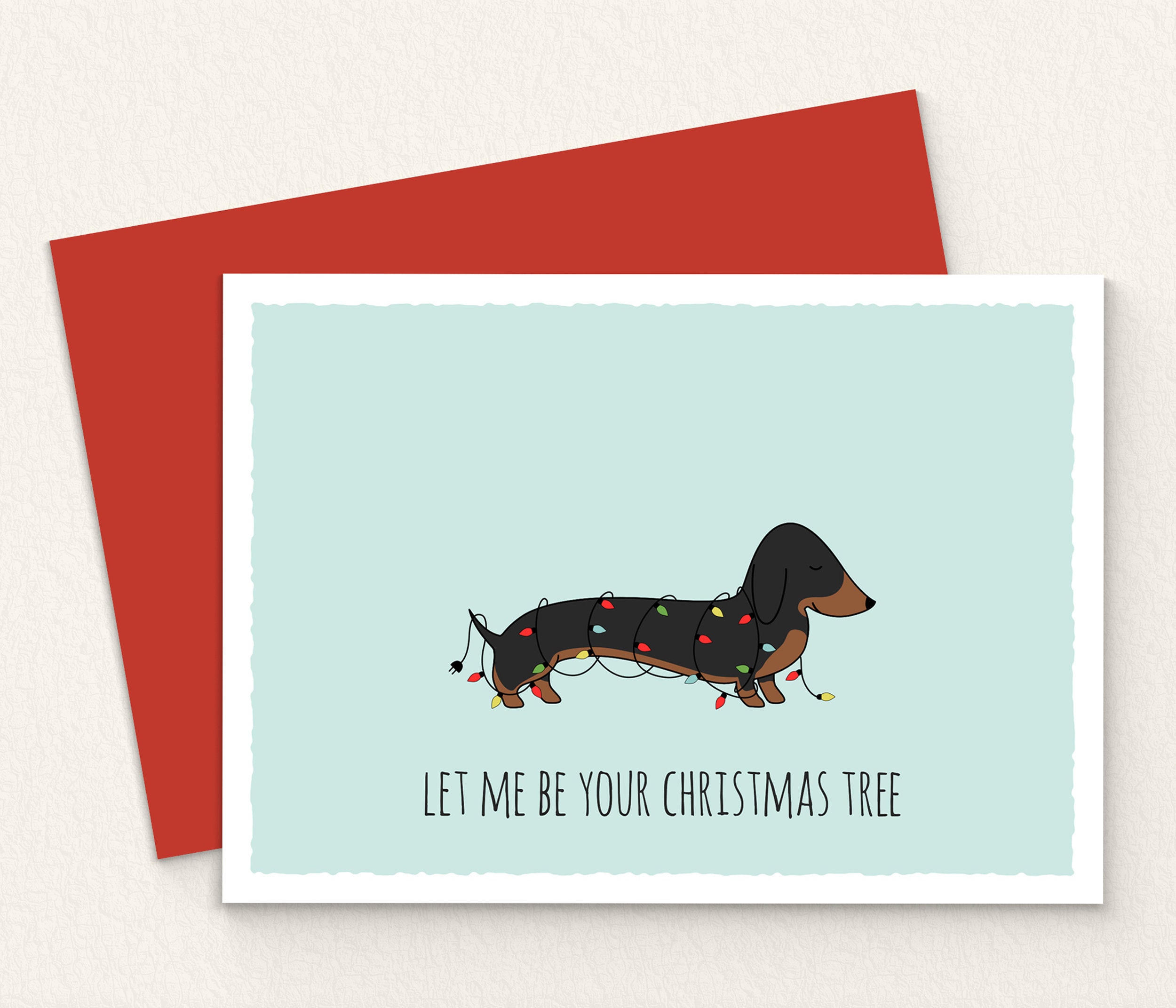 Doggo Merry Christmas Card Dachshund