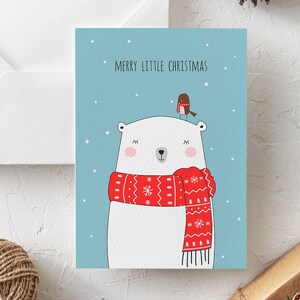 Printable Christmas Card. Bear Christmas Card. Happy Holidays Card. Printable Bear Card. Merry Christmas Card. Downloadable Holiday Card. image 1