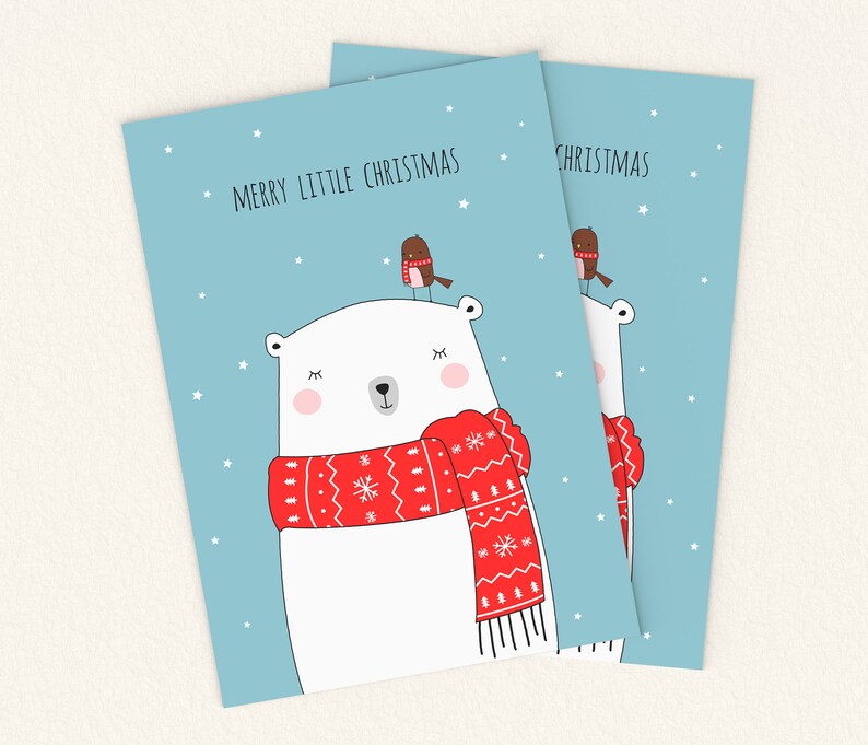 Printable Christmas Card. Bear Christmas Card. Happy Holidays Card. Printable Bear Card. Merry Christmas Card. Downloadable Holiday Card. image 4