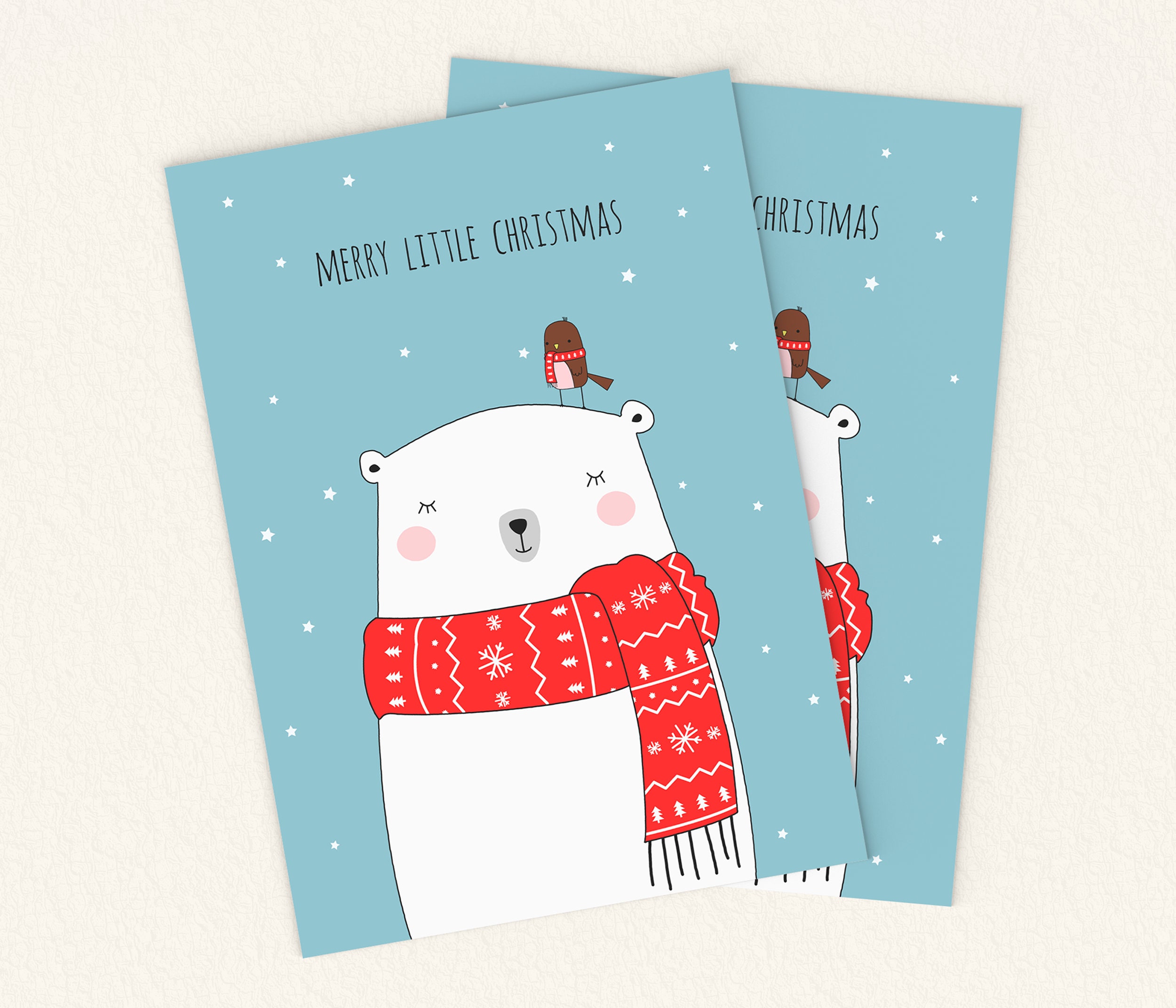 Printable Christmas Card. Bear Christmas Card. Happy Holidays - Etsy España