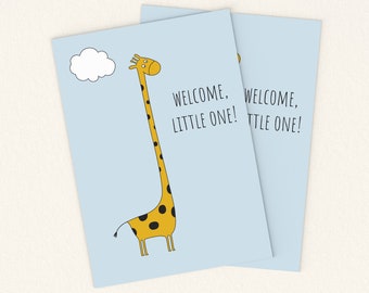 Carte de nouveau bébé imprimable. Annonce de bébé. Félicitations bébé carte. Carte de bébé girafe mignonne. Carte de bienvenue pour bébé. Carte numérique pour nouveau-né.
