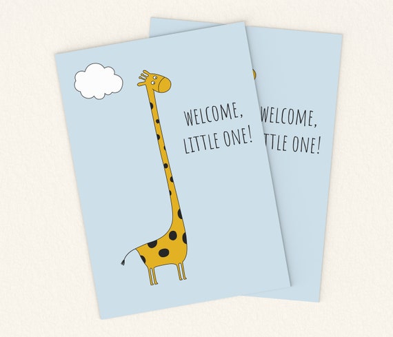 New Baby Card Handmade Card Free Personalisation Personalised Giraffe New Baby Girl Card Hello Baby Girl New Baby Girl Card
