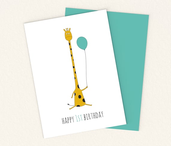 Printable Baby Boy 1st Birthday Card Digital Happy 1st Etsy