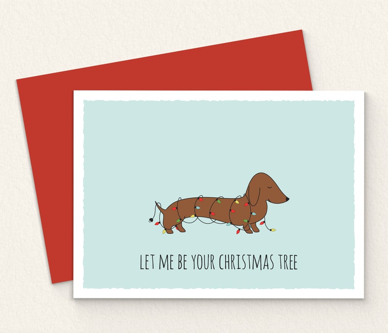 PRINTABLE Sausage Dog Christmas Card. Digital Dachshund Christmas Card