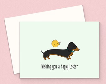 Printable Dachshund Happy Easter Card. Two Dog Easter Card. Happy Easter. Dachshund Easter Card, Digital. Easter Printable. Instant Download