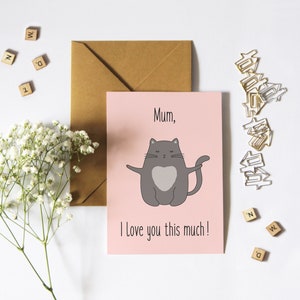 Printable Cat Mother's Day Card Digital Love Mum Instant Download. Happy Mother's Day Card. Cat Card. DIY Printable Mothers Day Card. image 6