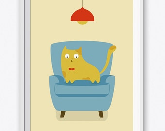 Funny Cat Art Print - Printable Cat Lovers Art Print - Cat Home Decor - Kitchen Wall Art - Cute Cat Wall Art - Digital Cat Wall Decoration