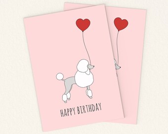 Printable Poodle Happy Birthday Card. Birthday Poodle Card. Dog Birthday Card. Dog Card. Poodle Greeting Card. Digital Download Poodle Card