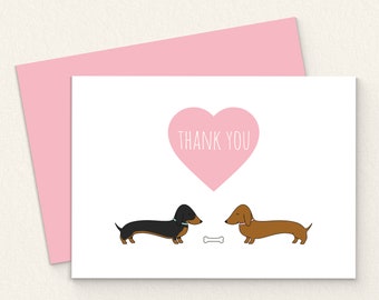 Printable Dachshund Thank You Card. Digital Sausage Dog Card. Dachshund Thank You Card. Printable Dachshund Greeting Card. For Dog Lovers.