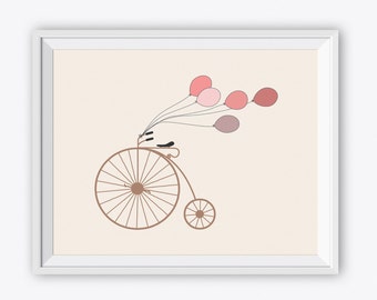 Printable Bicycle Art Print - Digital Kitchen Wall Art - Kids Room Wall Art - Baby Room Decor - Bicycle Home Decor - Nursery Wall Art