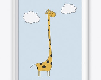 Printable Giraffe Art Print - Giraffe Wall Art, Digital Nursery Wall Art, Kids Room Decor, DIY Nursery Decor. Baby Room Decor