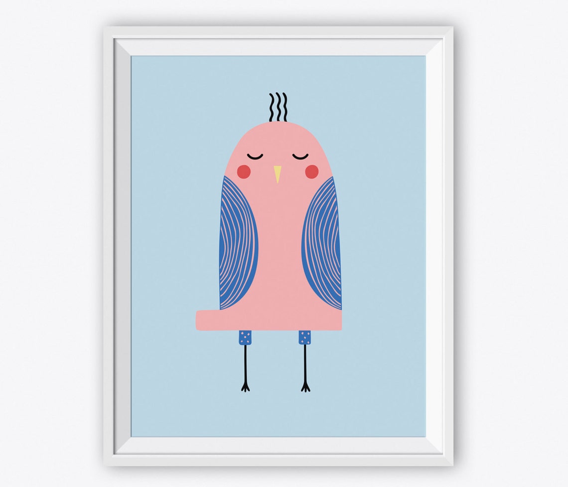 Funny Bird Art Print Printable Wall Art Nursery Room Decor Etsy