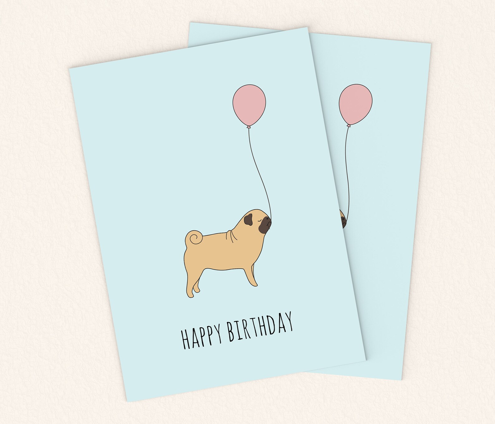 Printable Pug Happy Birthday Card. Pug Birthday Card. Kids - Etsy