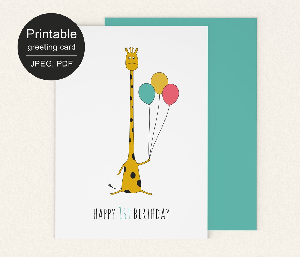 PRINTABLE Baby Birthday Card 1st Birthday Card Digital - Etsy