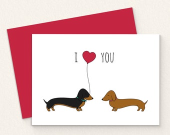 Printable Dachshund Valentines Card - Digital Sausage Dog Love Card - Printable Valentines Card - Dog Love Card - Dachshund Love Card.