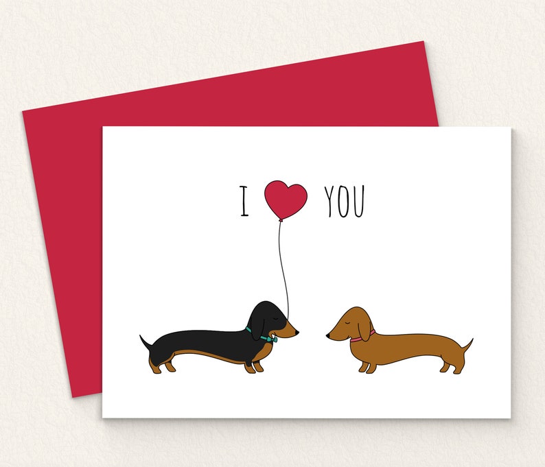 Printable Dachshund Valentines Card Digital Sausage Dog Love Card Printable Valentines Card Dog Love Card Dachshund Love Card. image 1