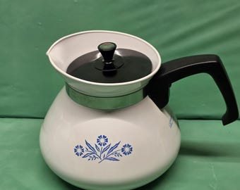 Vintage Corning Ware Bleuet bleu 6 tasses théière P-104