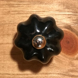 Black onyx ceramic knob octagonal sphere + gold steel hardware