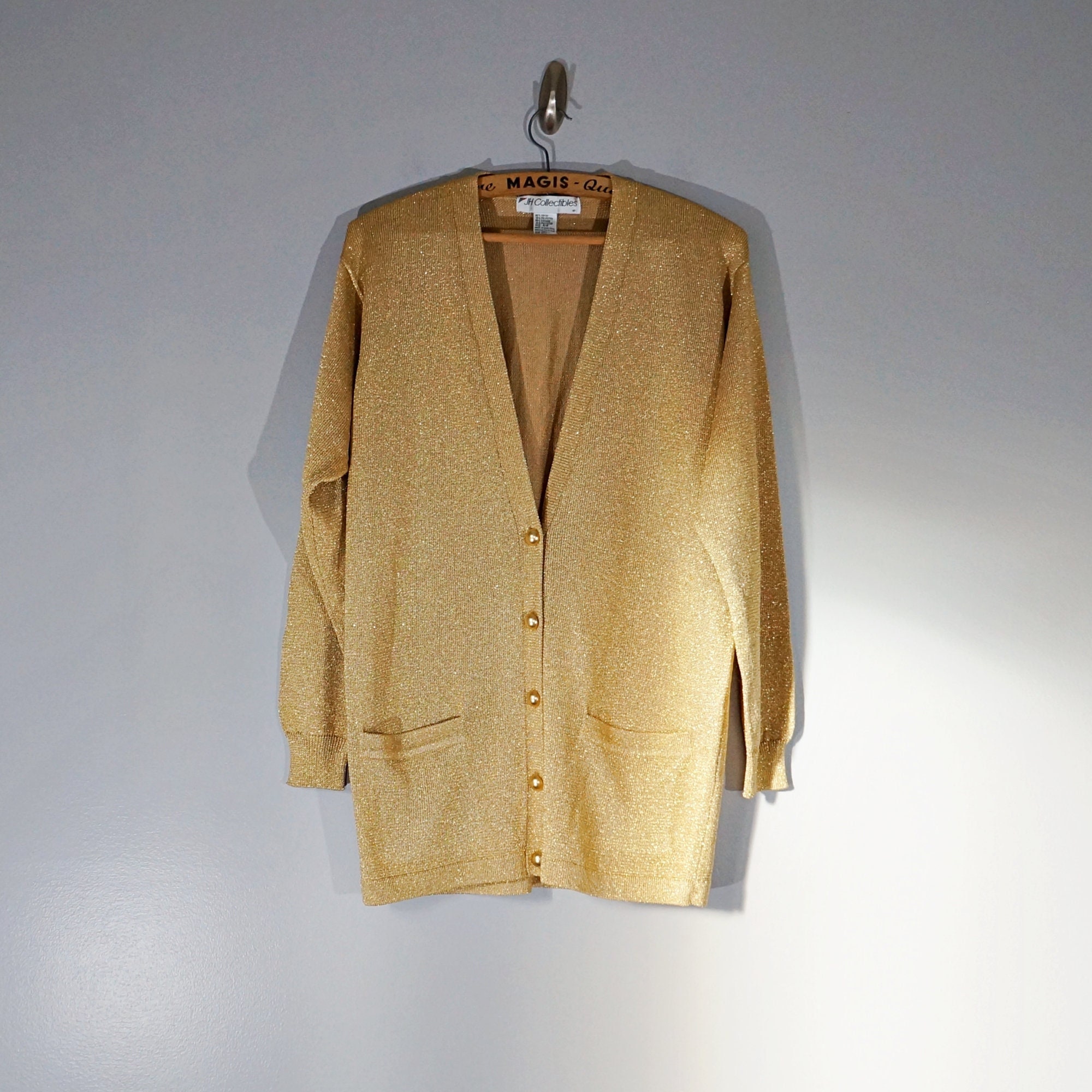 Long gold cardigan sale