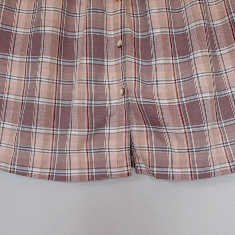 Vintage 80/'s plaid high waist button down midi skirt Size XS S