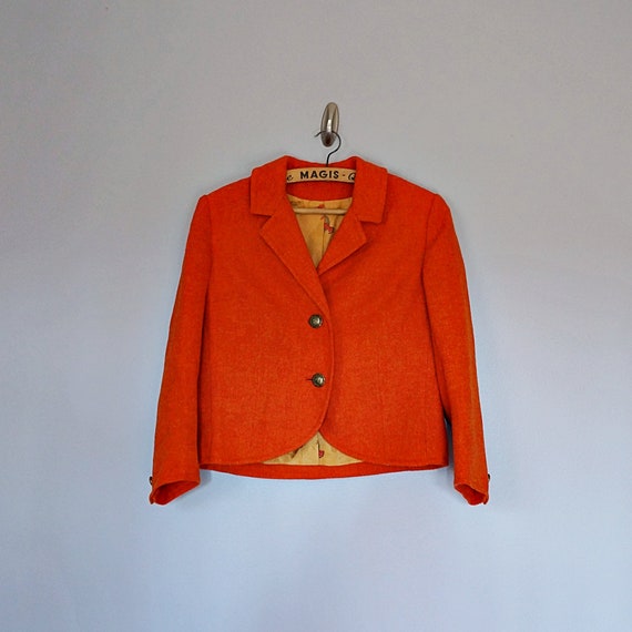 Vintage 40's 50's orange wool crop jacket // Size