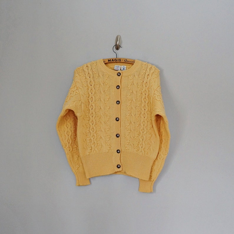 yellow popcorn cardigan