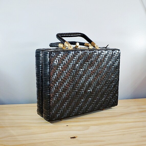 Vintage 50's 60's wicker box top handle purse