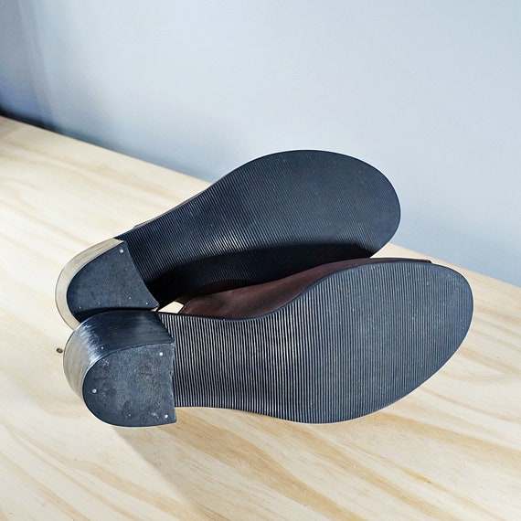 Vintage 80's brown leather block heel mules // Si… - image 6