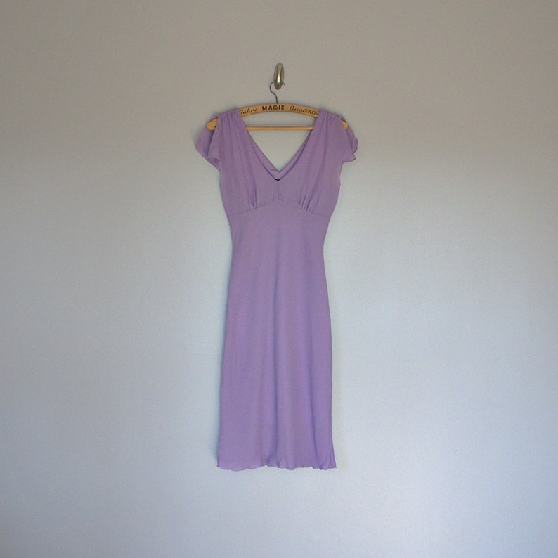 Vintage 90/'s pastel lavender fitted minimalist dress Size XS S