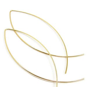 BESTSELLER - 18K THREADER Gold Earrings, Thin Dangling Ear Wire, Elegant Lightweight Earwire, Teardrop Marquise, Minimalist Gift, 3 Petunia