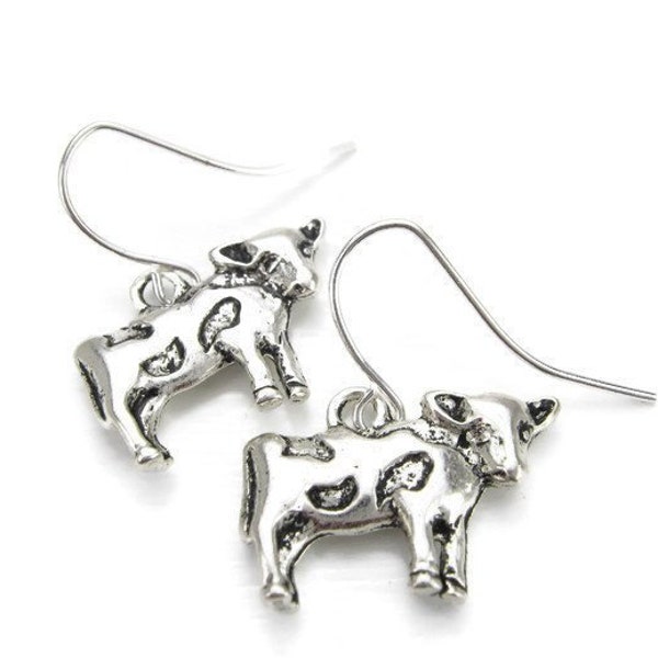 BESTSELLER "Cow" 925 Silver Earrings, 3D Cattle, Beef Heifer, Calf, Dairy Milking Cow, U.S Agriculture & Farming Livestock, Farmer Wife GIFT