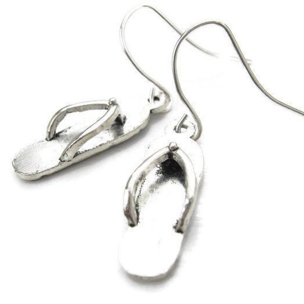 BESTSELLER - 925 FLIP FLOP Silver Earrings, 3D Sandals, Small Strappy Shoes, Open Toe Footwear, Summer Shoes, Beach Fashion Gift Idea