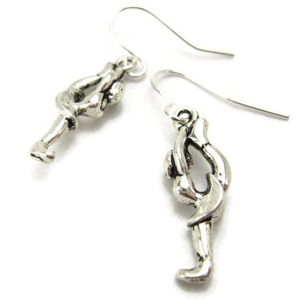ICE SKATING Earrings, 925 Silver French Hooks, Figure Skater, OLYMPICS: Flemming - Hamill, Ladies Singles, Synchronized, Championship