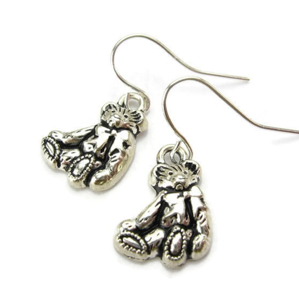 TEDDY BEAR 925 Silver Earrings, Soft Plush Toy | Children's Stuffed Animal | President Theodore Roosevelt, Baby Shower... New Mother's GIFT