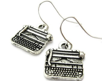 BESTSELLER - "Typewriter" 925 Silver Earrings, 3D Vintage Typing Machine, Writer | Reporter | Secretary | Office Assistant | Typist's GIFT!